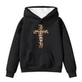 thumbnail image 2 of Girls' Hoodies Cozy Loose Fit Graphic Print Hooded Long Sleeve Pullover Top Pocketed Casual Wear Girl's Sweatshirts Black 4 Years-5 Years, 2 of 4