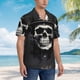 thumbnail image 3 of Balery Magician Hat Skull Camisas hawaianas de manga corta para hombre, camisas playeras de corte holgado, camisas de vacaciones con botones,Medium, 3 of 7
