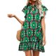 thumbnail image 1 of Vestido corto de Mujer Ygjytge Suelto Impreso Volantes Jersey Manga corta Verde T L, 1 of 7