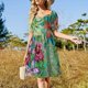 thumbnail image 4 of Vestido de manga corta de orquídeas pintadas en seda vestidos verano mujer Vestidos Vestido, 4 of 7