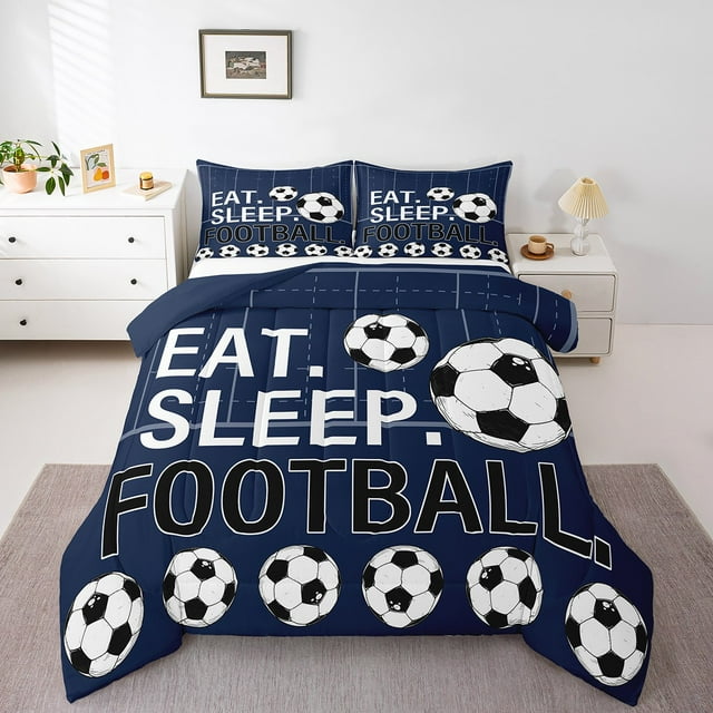Erosebridal Ensemble de Literie Soccer Soccer pour Lit Simple, Couette à Thème Sportif, Réversible 2 Pcs