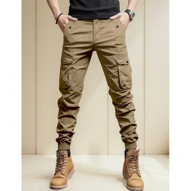 Pantalones Cargo Para Hombre Joggers Elegantes E Informales,Caqui,M(32)