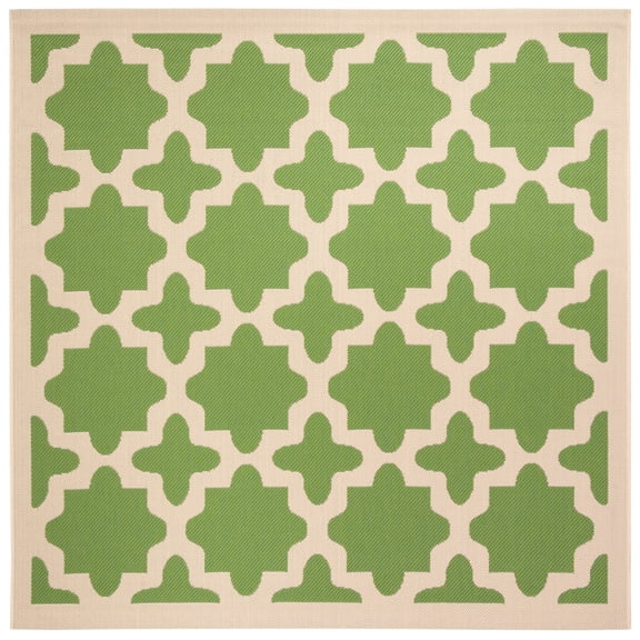 SAFAVIEH Courtyard Amanda Geometric Indoor/Outdoor Area Rug, Green/Beige, 4' x 4' Square