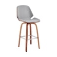 thumbnail image 2 of Arabela 26" Gray Faux Leather and Walnut Wood Swivel Bar Stool, 2 of 10