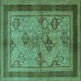 thumbnail image 1 of Ahgly Company Indoor Square Oriental Turquoise Blue Industrial Area Rugs, 8' Square, 1 of 4