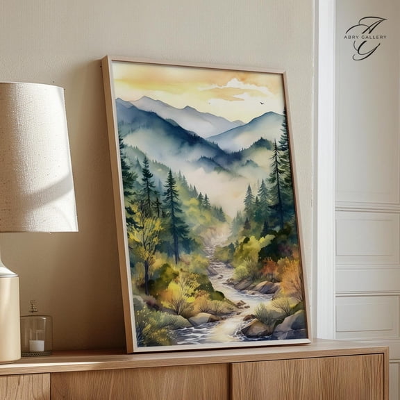 Smoky Mountains Art Poster: Usa National Park Landscape, Unframed Poster Size 8x12