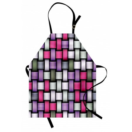 

Abstract Apron Knot Pattern with Large Fractal Yarns Geometric Linked Bands Graphic Unisex Kitchen Bib Apron with Adjustable Neck for Cooking Baking Gardening Pink Purple Silver Grey by Ambesonne