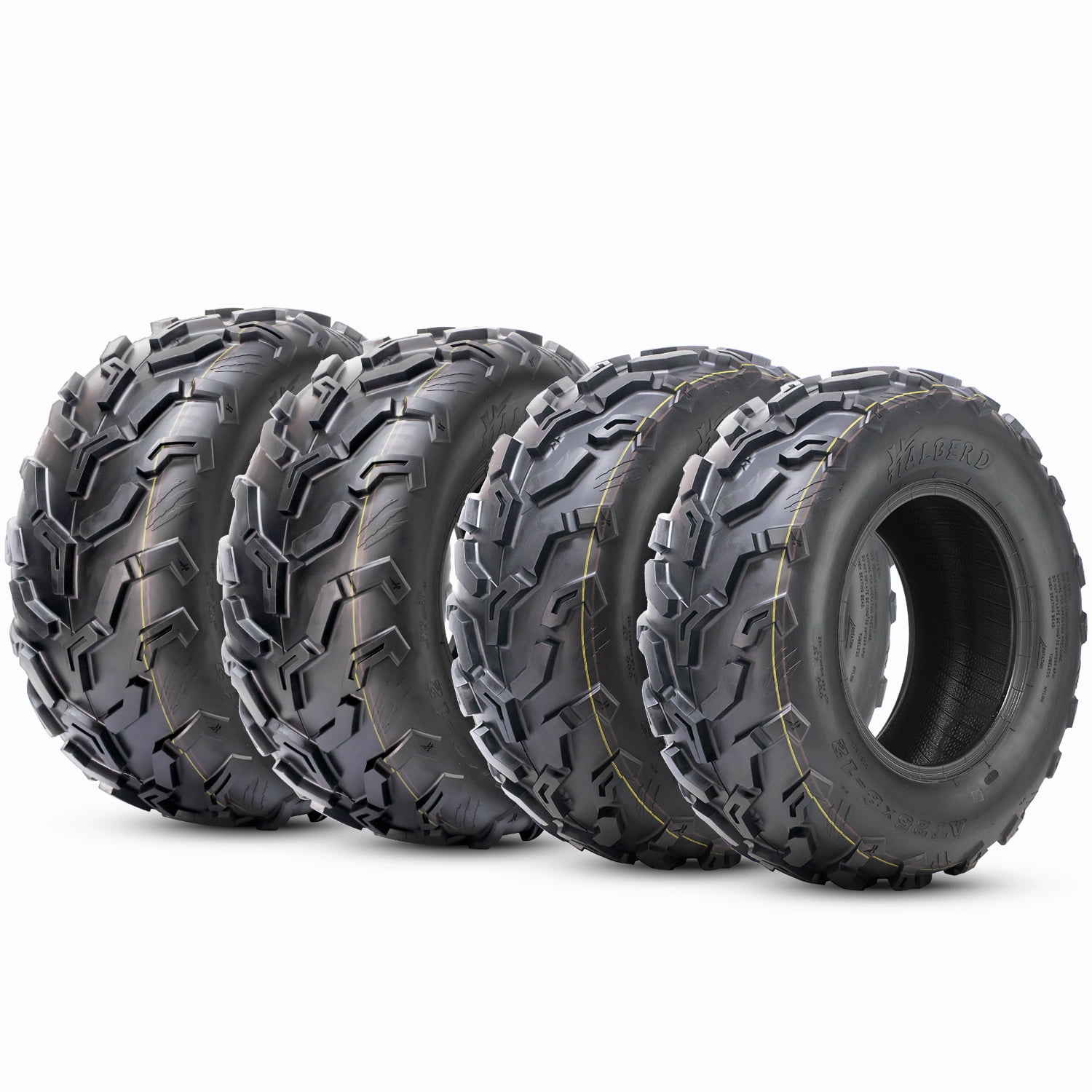 Full Set New Premium HALBERD 6PR ATV/UTV Tires, 25x8-12 Front & 25x10-12 Rear, All Terrain 15mm Tread Depth 25x8x12 25x10x12 Trail Sand Off-Road Tires, Set of 4