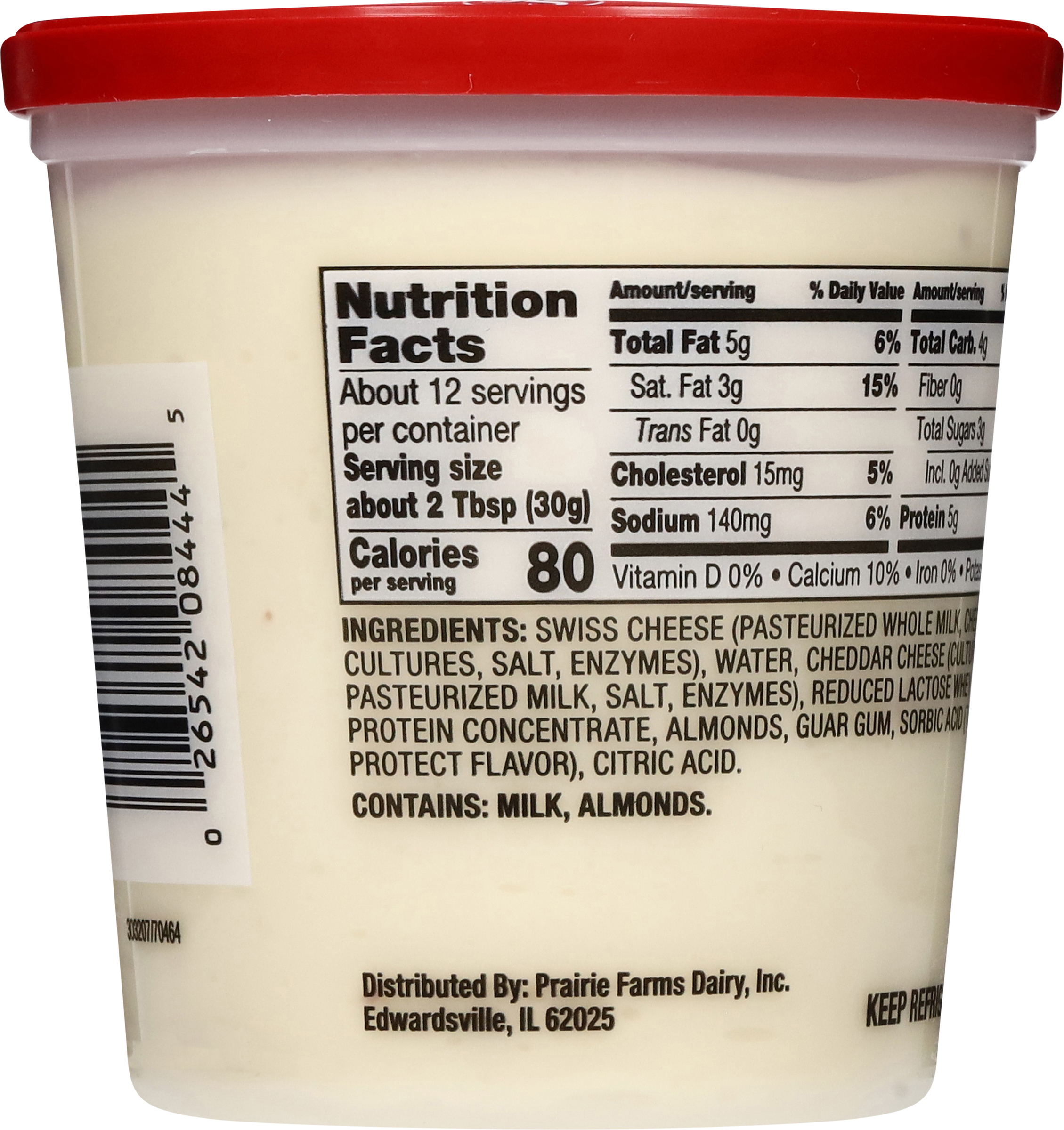 Shullsburg Creamery Swiss Almond Spreadable Cheese Spread, 13 oz, Tub, Refrigerated