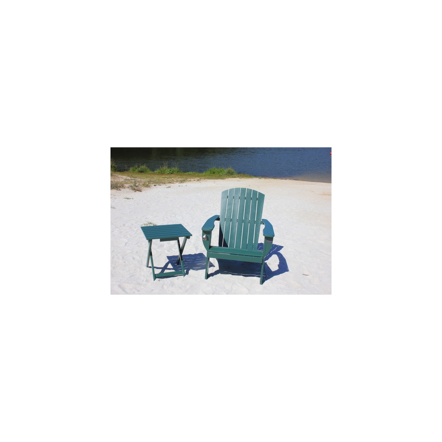 Cedar Adirondack Chair & Table Set - Extra Wide, Bottle Opener - Forest Green