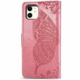 thumbnail image 4 of Étui Portefeuille pour iPhone xr, Étui de Protection en Cuir PU avec Sangle de Poignet et Fentes pour Cartes, Support en Relief Papillon Fleur pour iPhone Rose, 4 of 9