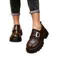 thumbnail image 2 of Gpaecead Women's Monk Strap Platform Mary Jane Shoes Faux Leather Slip On Non Slip Shoes For Work, School And Casual Brown, 2 of 6