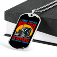 thumbnail image 3 of Driven More Miles In Reverse Trucker Dog Tag Stainless Steel or 18k Gold 24" Chain, 3 of 8