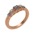 thumbnail image 1 of LBG British Made Spectacular 14k Rose Gold Natural Tanzanite & Cultured Pearl Womens band Ring - 33 size options - Size 10.5, 1 of 6