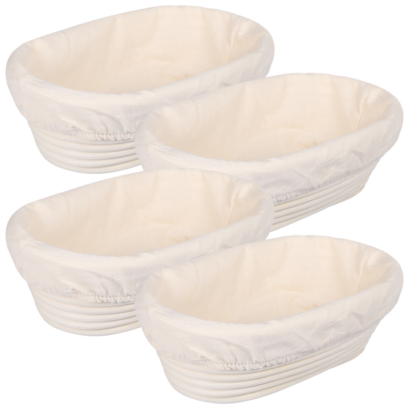 4 PCS Rattan Bread Proofing Baskets, 9.8 x 5.9 x 3.1 inch Oval Shaped with Cloth Covers, Ideal for Sourdough, Home and Restaurant Baking,Quality and Easy to Clean