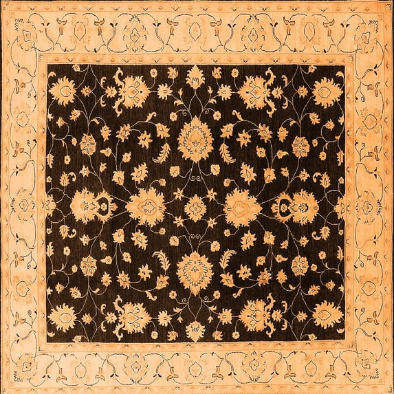 Ahgly Company Indoor Square Oriental Orange Traditional Area Rugs, 7' Square