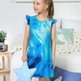 thumbnail image 4 of Fotbe Blue Shell Vestido de Dormir para Niñas de 3 a 10 Años, Mangas Cortas, Estilo Princesa, Pijama Camisón con Mangas Voladas-Small, 4 of 6