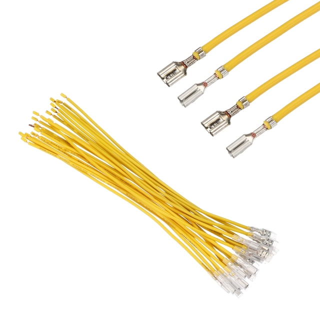 Paquete de 20 Terminales de Crimpado de Espiga Femenina con Manga Aislante 2.8mm & 4.8mm, Kit de Conectores Rápidos de Espiga Femenina con Cables de 20cm, Cubierta Retardante de Llama, Amarillo