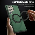 thumbnail image 3 of Allytechgroup Magnetic Case for Samsung Galaxy S22 Ultra, Built-in Invisible 360° Rotatable Kickstand, Compatible with MagSafe, PU Leather Slim Shockproof Protective Phone Case Cover, Darkgreen, 3 of 6