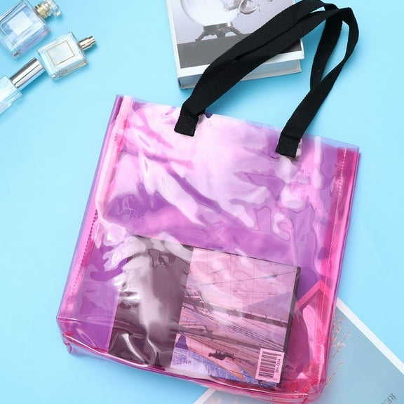 ELAYARD Clear PVC Tote Handbag Medium Size for Cosmetics Phone Keys Everyday Use