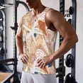 thumbnail image 5 of KLL Tropical Beach Sea Shell Print Men's Muscle Gym Workout Stringer Tank Tops Bodybuilding Fitness T-Shirts Tank Tops Men-4X-Large, 5 of 7