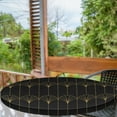 thumbnail image 2 of Ambesonne Art Deco Fitted Round Tablecloth, Black Simple Vintage Motif, 40"- 44" Diameter, Black and Sand Brown, 2 of 5