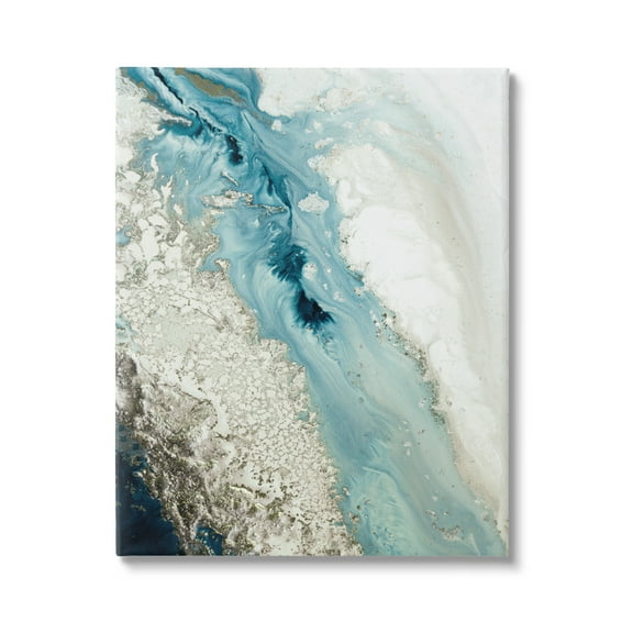Stupell Industries Glam Blue Geode Abstract Painting Gallery Wrapped Canvas Art Print Wall Art, 16 x 20