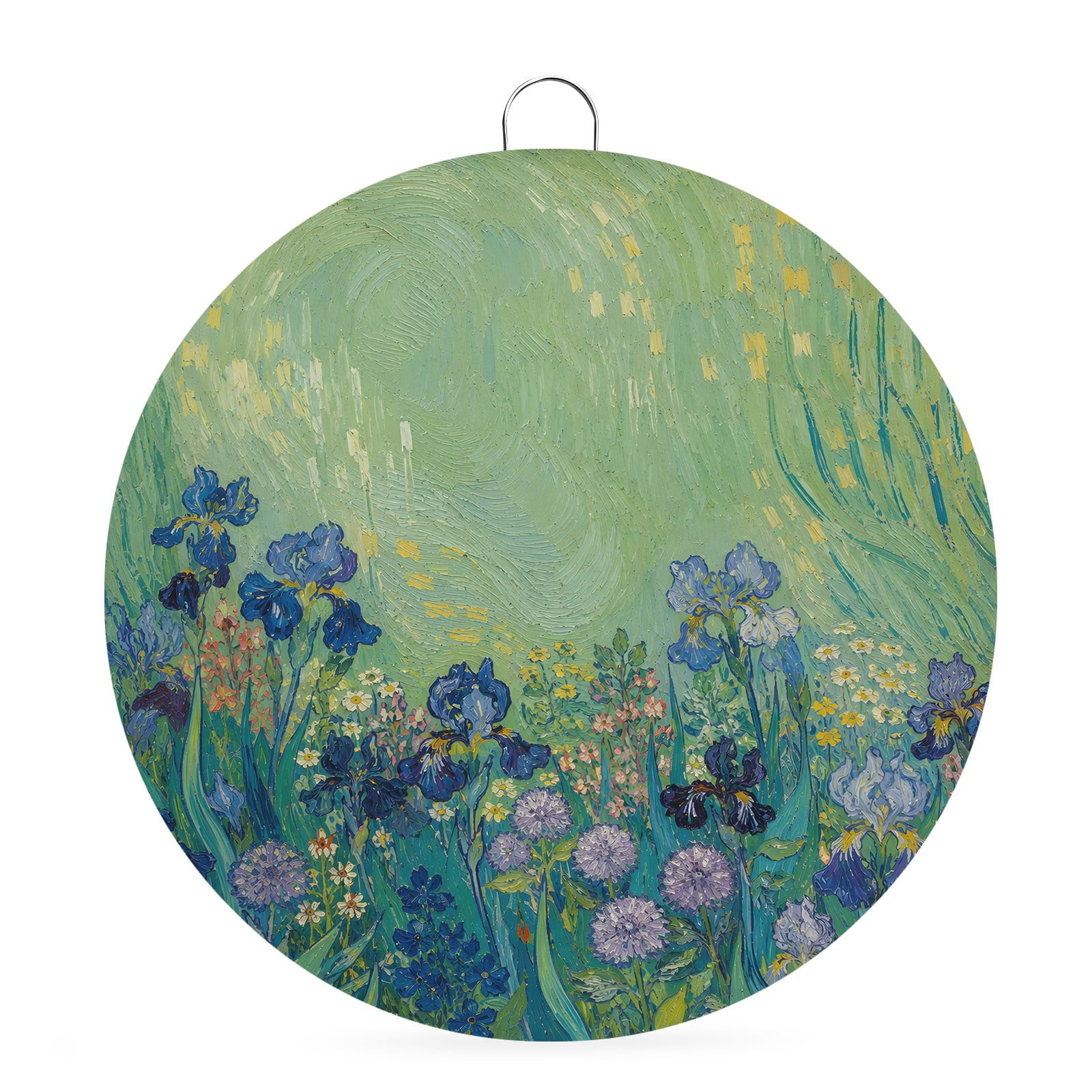 Welcome Sign Front Door Decorations Cottagecore Botanical Round Wall Art Outdoor Metal Wreaths Vintage Green Blue Floral Seasonal Hanging Sign for Home Porch Decor Warming Gift 6 In