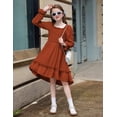 thumbnail image 5 of Arshiner Girls Dresses Puff Long Sleeve Fall Winter Smocked High Low Swing Midi Dress with Pockets, 5 of 6