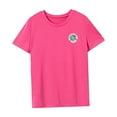 thumbnail image 4 of Camiseta de mujer de verano para mujer, suave, ligera, con cuello redondo, para viajes deportivos Rosa Rosa, 4 of 7
