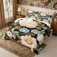 thumbnail image 3 of Manfei Vintage Peony Bloom Quilt Full 3-Piece,Oriental Floral Full Bedspread Sets,1 Coverlet and 2 Pillowcases, 3 of 7