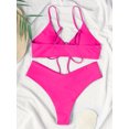 thumbnail image 4 of Hotian Women Self Tie High Cut Bikini Set Drawstring High Leg Swimsuits Hot Pink L, 4 of 6