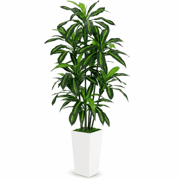 Maspost Artificial Dracaena Tree 6ft with Pot, Faux Indoor Floor Plant for Living Room Office Home Decor