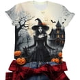 thumbnail image 6 of Witch Broom Cute Graphic T-Shirt for Women Crew Neck Short Sleeve Loose Casual Tops Fall Tees Multicolor M, 6 of 7
