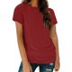 thumbnail image 1 of Camiseta informal de cuello redondo y manga corta para mujer - Top holgado de color liso para todas las estaciones - Poliéster/spandex - S-XXXL, 1 of 3
