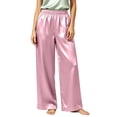 thumbnail image 2 of Horkkom Satin Pants for Women Elastic Waist Silk Solid Color Wide Leg Pants Casual Loose Pajama Pants with Pockets L, 2 of 10