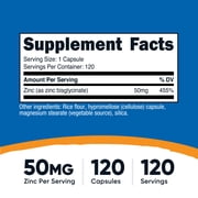 Nutricost Zinc Bisglycinate (50mg) 120 Vegan Capsules - GMO-Free, Gluten-Free Supplement
