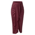 thumbnail image 6 of Women Casual Slit Wrap Asymmetrical Elastic High Waist Maxi Draped Solid Color Skirt Club Basic Leisure Dailywear, 6 of 8