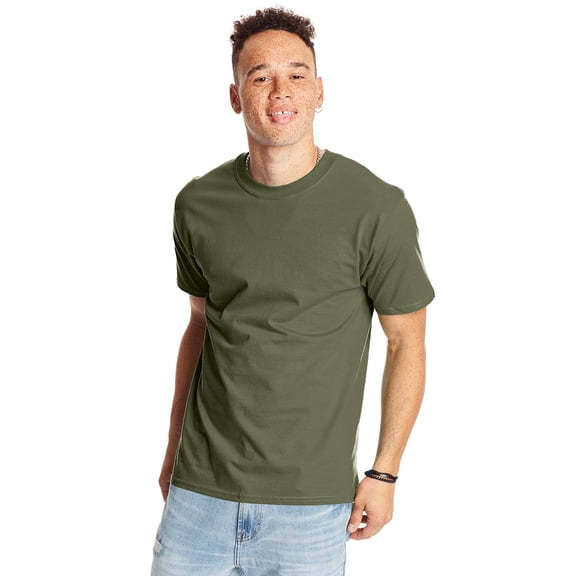 Hanes Mens Beefy-T Short-Sleeve T-Shirt, 5XL, Fatigue Green