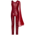thumbnail image 4 of Aislor Combinaison une Pièce Sans Manches à Sequins pour Filles, Col en V, pour Mariage, Fête, Bal, Bourgogne 6, 4 of 5