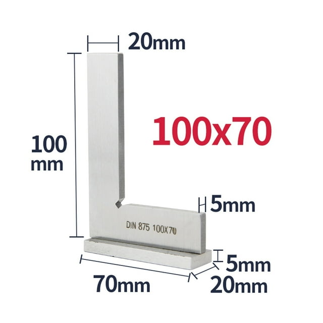 90 Degree Flat Edge Square Ruler Carpentry Square Woodworking Tools Metal Angle Measuring Tool Multi Try Square Gauge Set-Square ,Easy to Use
