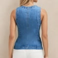 thumbnail image 4 of Denim Vest Women, Yigetop Women's Tops Summer 2025 Denim Vest Jacket Jean Vest Top for Women Blue2 M, 4 of 9