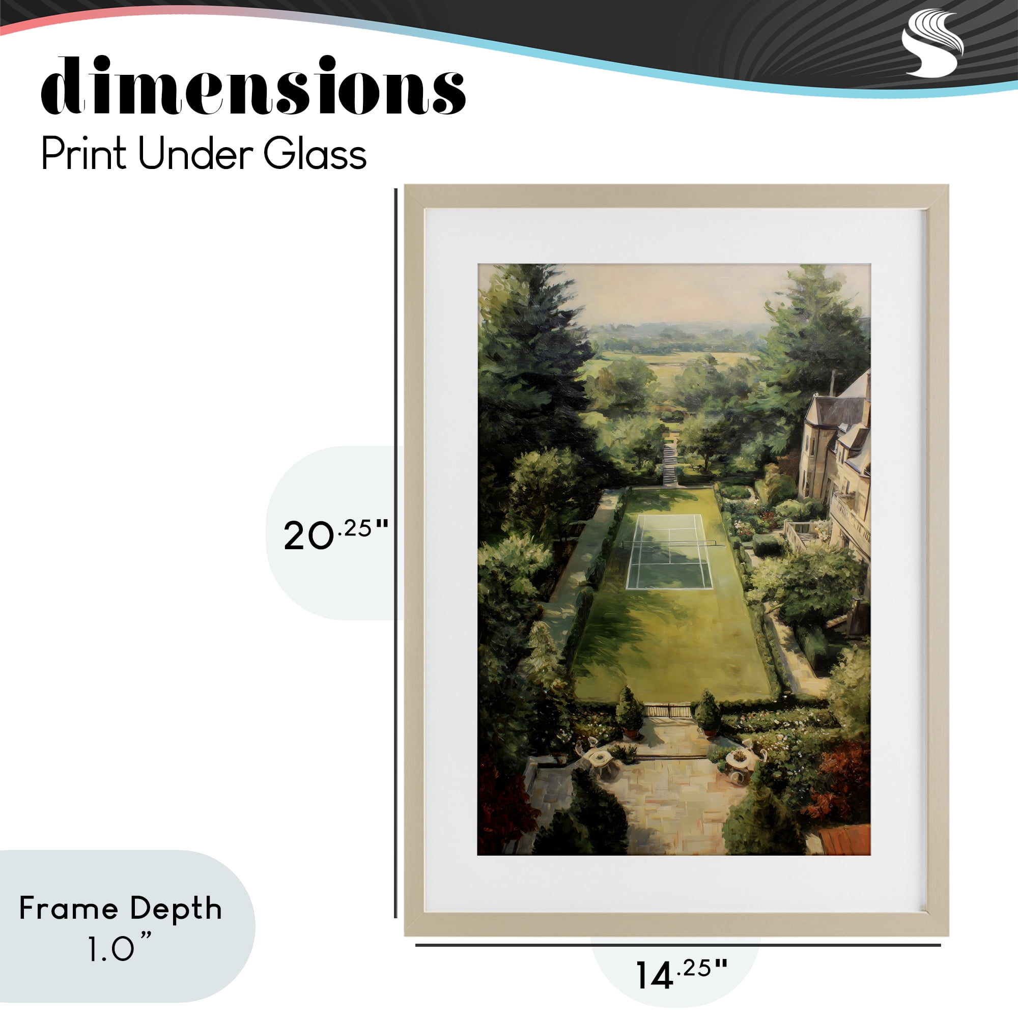 Stupell Industries Vintage Tennis At The Manor Birch Framed Print Under Glass, design by Petal Prints Design