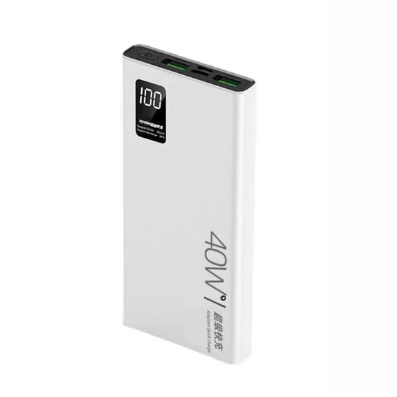 40W Bi-Directional Super Fast Charging Power Bank, Slim Portable 10000mAh External Battery Pack with Digital Power Display, Triple Output Ports