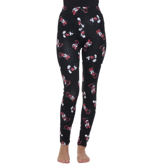 Disney Women's Mickey & Minnie Mouse Leggings All-Over Print Stretch Black