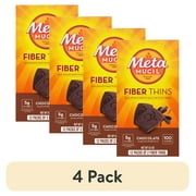 (4 pack) Metamucil Fiber Supplement Chewable Thins, Fiber Powder Food, Chocolate, 12 Count