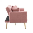 thumbnail image 7 of Convertible Teddy Fabric Accent Sofa Bed Couch Upholstered Loveseat Sofa Sleeper Sofa Bed with Plywood Frame and Metal Rose Gold Feet for Bedroom Living Room Dormitory, Brush Pink, 7 of 7