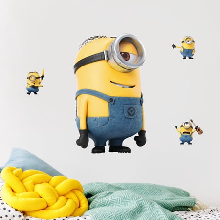 Despicable Me Minions Stuart Wall Decals – Set of 4 Vinyl Wall Stickers Bedroom Decorations – Peel and Stick Room Decor