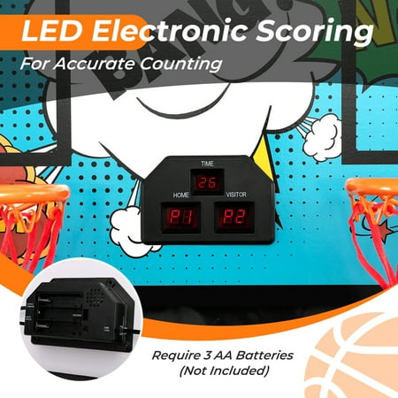 Costway - Dual Shot Basketball Arcade Game with 8 Game Modes Electronic Scoring - Green