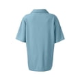 thumbnail image 6 of Stichou Women's Short Sleeve Waffle Knit Polo Shirt V-Neck Button Down Slim Fit Stretchy Casual Tops Sky Blue 2XL, 6 of 8